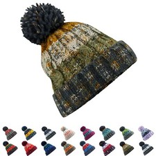 Cable Knit Adult Beanie Hats Soft Warm Bobble Pom Pom Winter Headwear Unisex