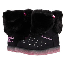 Skechers Girls Twinkle Toes Boots Skechers Memory Foam Light Up Kids Boots Black
