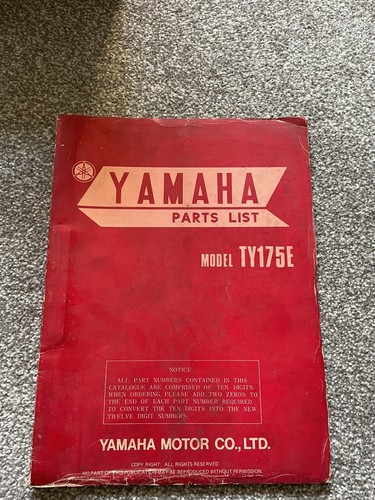 Yamaha ty175e parts manual - parts,