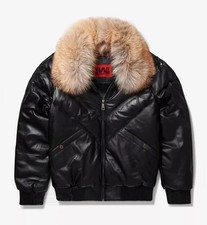 Men's V-Bomber Leather Jacket