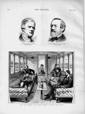 Old Antique Print 1873 Train Carriage Brighton London Railway Partridge 19th