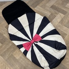Cosatto Universal Stroller Pushchair Footmuff - Black & White Swirl & Pink Bow