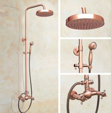 Antique Copper Bathroom Rainfall Shower Head Faucet Set &Hand Sprayer Mixer Tap