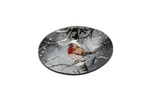 Small Oval Glass Winter Robin
