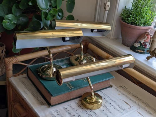 Vintage brass wall lamps down - brass,
