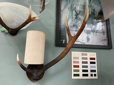 DAVID HUNT ANTLER RANGE LARGE FEATURE WALL LIGHT WITH LINEN SHADE ANT0729R 