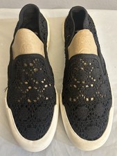 Womens Rocket Dog Tack Crochet Slip on Trainer Espadrille White, Black Size 8