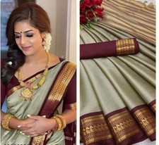 south indian sarees new Brown silk cotton saree patta border