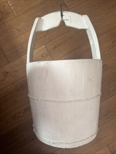 Wooden well bucket painted - wooden,
