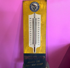 Vintage Dunlop Metal Advertising Thermometer Working Metal Sign Original