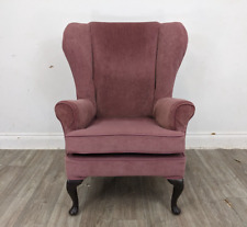 ARMCHAIR Traditional Wingback Chair Coral Fabric Removable Seat FREE DELIVERY