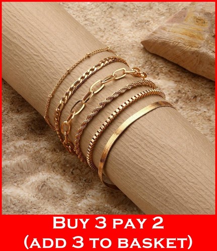 Gold bracelet set 6pcs boho - gold, |