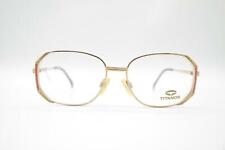 Vintage Titanos T 780 Gold Red Oval Glasses Frame Eyeglasses NOS