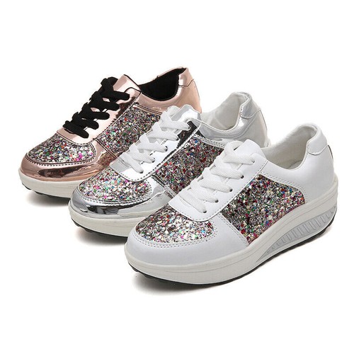 Women sparkly lace - lace, trainers