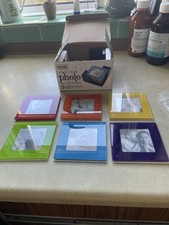 6 PC Piece Photo Frame Coaster Picture Glass Colours Frames Wooden Holder