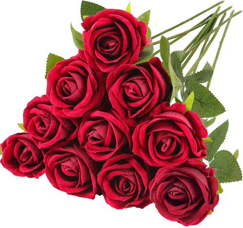 10pcs artificial roses - 10pcs, silk