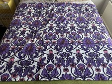 Vintage retro MCM 1 x pair of barkcloth purple/pink curtain panels/fabric VGC