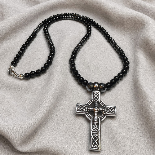 Black onyx celtic cross - onyx,