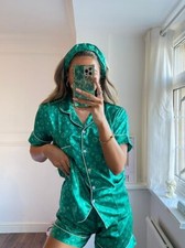 Ladies women's inspired print satin silk shorts and long printed PJ Pyjamas 