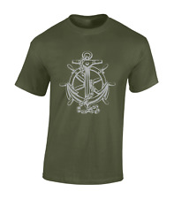 SHIPS WHEEL AND ANCHOR MENS T SHIRT COOL NAVY NAVL NAUTICAL PIRATE FASHION TOP