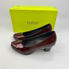 Hotter Angelica Womens Court Shoes Red Patent Leather UK 6.5 Mid Heels