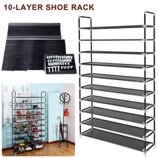 Large 10 Tier Stackable Shoe Rack Storage Rack Organiser Shelf Unit Space Saving