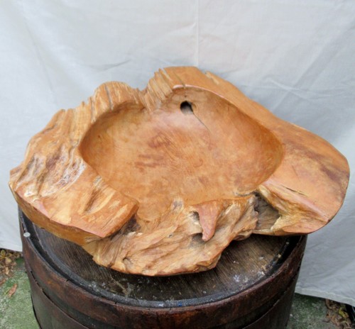 Large hand carved wooden - large, bowl
