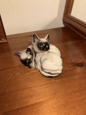 Beswick Siamese Kittens China Cream/Black Made In UK Great Condition 