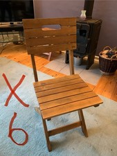 6 Hardwood Indoor Outdoor Folding Dining Chairs