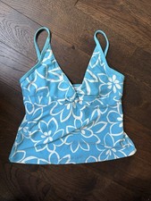 Women's NEXT Athena Tankini Bikini Top Swim Suit Swimwear Floral Blue Sz 38 B C