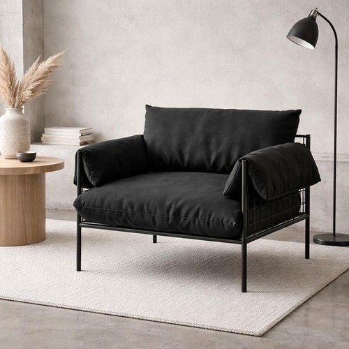 Onyx armchair black fabric - black,