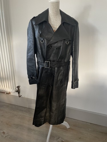 Vintage leather trench coat - leather,