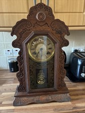 1800's Ansonia American Clock Gingerbread ornate decorative style beech wood