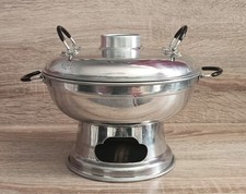 Vtg Chue Chin Hua Crocodile Brand Table Top Candle Soup Heater Aluminium 24cm