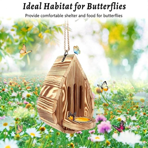 Hanging wood bee house - hanging,
