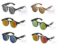 Sunglasses Flip Up Circle Steampunk Goggles Glasses Round Retro Vintage Cyber