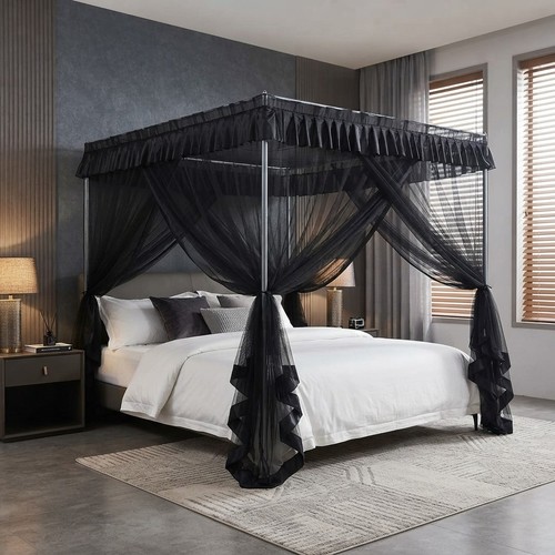 Modern black post - black, canopy