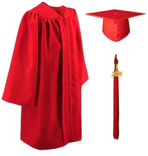 GraduatePro Kids Red Graduation Cap & Gown Set with 2024 Tassel Preschool 27