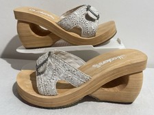 Skechers Cali Wedge Sandals UK 3 White Embroidered Textile Buckle 9999162
