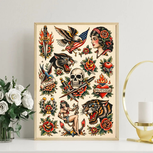 Traditional tattoo flash print - traditional,