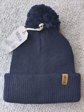SATILA Knitted Sweden DARK NAVY 30% WOOL Bobble Beanie Hat Toque Pompom UNISEX