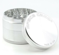 Silver Space Case Herb Grinder 63mm 4-piece / part Large Spacecase UK SELLER