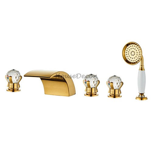 Gold bathtub waterfall - bathtub, faucet