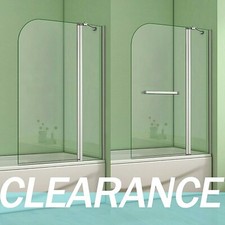 Bathroom Double Pivot Shower Bath Screen Glass Towel Rail Door Panel 1000x1400mm