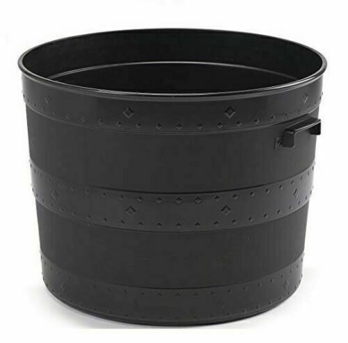 Black plastic planter plant - black,