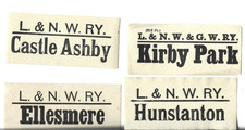 4 LONDON &  NORTH WESTERN RAILWAY LUGGAGE LABELS - VARIOUS DISUSED STATIONS