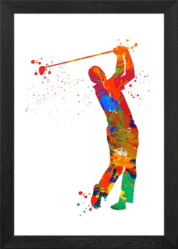 Watercolor golf framed wall - watercolor,