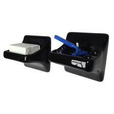 Vintage Black Ceramic Tile Soap Dish Tumbler Cup Tray Toothbrush Holder Set