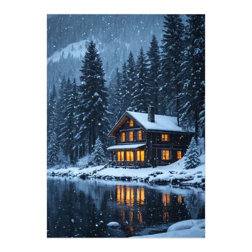 Frozen lakeside cabin - lakeside, cabin'