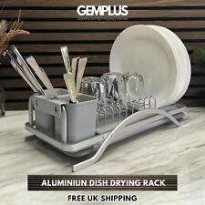 GEM+ | Premium Aluminum Dish Drying Rack Utensil Holder Hang Holes & Rust Proof